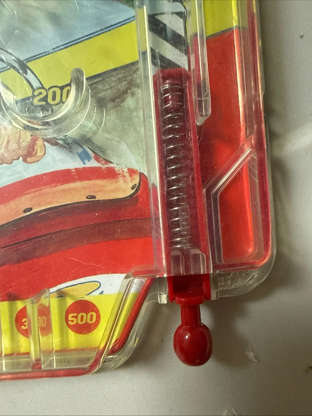 Vintage 500 Mile Speedway Pinball Game - Red & Yellow Racecar Design